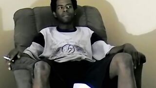 Hung black dude Jay pumps a load of cum out of his huge cock