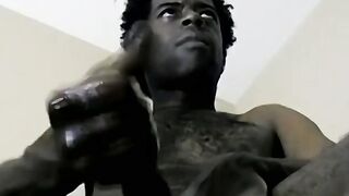 Hung black dude Jay pumps a load of cum out of his huge cock