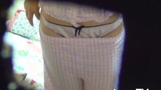 Horny Japanese girl touches her tits and masturbates alone