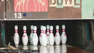 cumshot gorgeous ebony julie kay rides hard cock at bowling centre