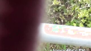 Classy Japanese redhead finds a secret place to pee