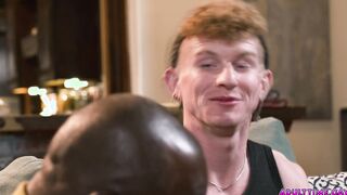 Black old man takes redhead twink's virginity