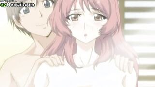 Busty sweet lady helps younger guy to cum