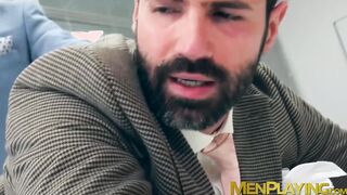 Suited hunk Dani Robles has his tight hairy ass rimmed hard