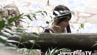 Naughty Japanese voyeur films babes peeing around town