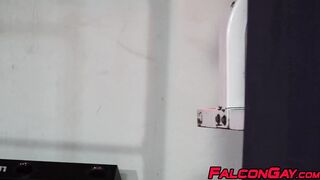 Three muscular hunks pounding raw and sucking in club