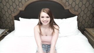 This gorgeous brunette teen has a hot body with tan lines