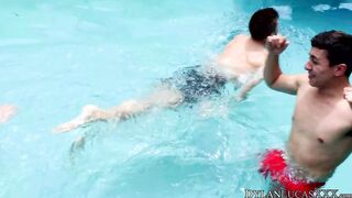 Mike and Javier leave the pool to fuck play in their shared room