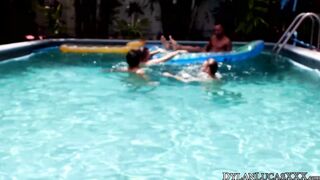 Mike and Javier leave the pool to fuck play in their shared room
