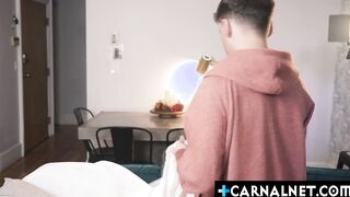 Stepdad shoot his load all over his stepson