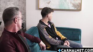 Stepdad shoot his load all over his stepson