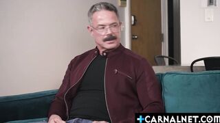 Stepdad shoot his load all over his stepson