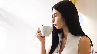 enjoys a cup of coffee, Simon Kitty goes about her morning routine. She calls to