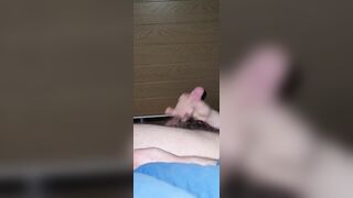 My stepbrother jerking and cumming to my girlfriends nudes