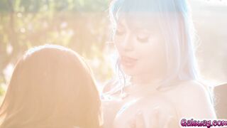 Outdoor fuck sesh with lesbian bestfriends