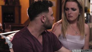 Couple convince brunette by fucking her