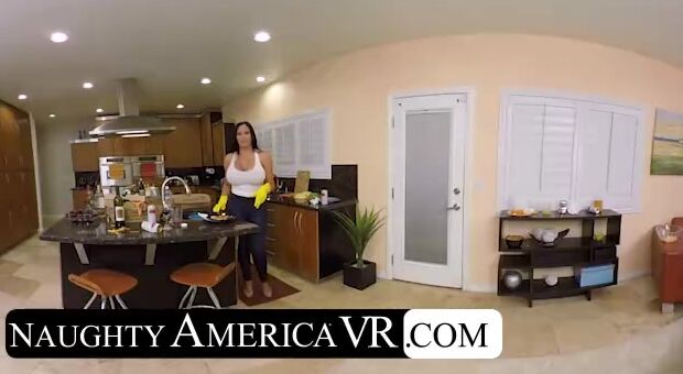 Stepmom Sybil Stallone hooks up with her husband's kid when she catches him peeping on her