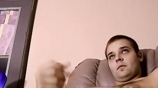 Straight guy Jake faps his cock and splashes on the camera