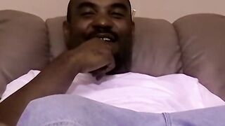 Hot black stud KG jerks off his thick cock on his solo show