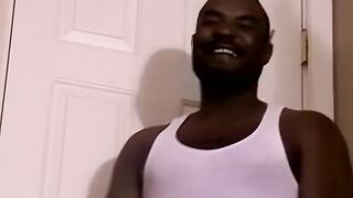 Hot black stud KG jerks off his thick cock on his solo show