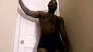 Hot black stud KG jerks off his thick cock on his solo show