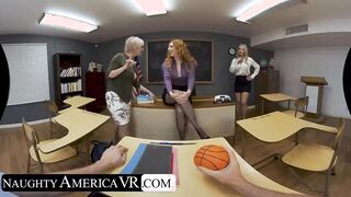 College college girl finally getting the attention he's been seeking from his goddess cougar professors Dee Williams, Lauren Phillips, & Rachael Cavalli