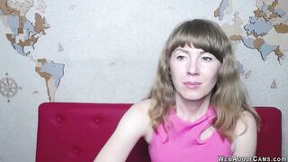 Pale Ukrainian MILF shows bald pussy on webcam