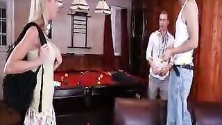 Co-ed Kaylee Hilton fucking in the couch with her jugs