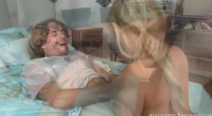 Nanny Tasha Reign fucking in the bed with her titted