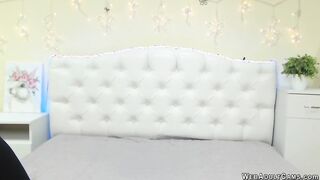 Sexy brunette caresses her chest on webcam