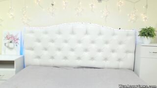 Sexy brunette caresses her chest on webcam