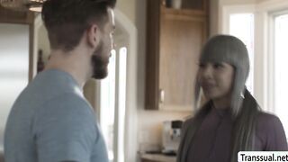 Hunk dude fucks friends TS girlfriend wet ass