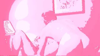 hot hot sex on the bed in pink screen