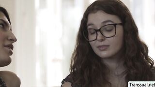 Nerd Geek Leana Lovings fucked by horny shemale
