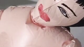 Kinky tattooed twink masturbates than fucks his new sex doll