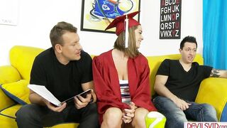 Petite teen ganbanged before graduation