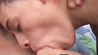 Latino twink slupring cum after big cock barebacking