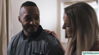 Pretty Blonde transgender takes bbc in her asshole