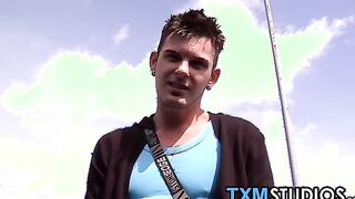 Cock craving twink rammed in moving car threesome