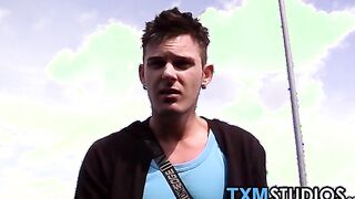 Cock craving twink rammed in moving car threesome