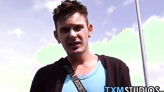 Cock craving twink rammed in moving car threesome