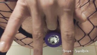 Squirting sluts having insane fun after job wearing a plug
