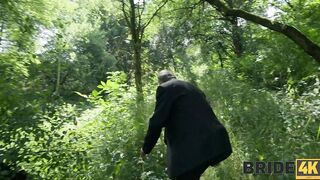 Cheating black bride gets creampie at the forest