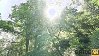 Cheating black bride gets creampie at the forest