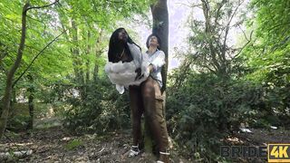 Cheating black bride gets creampie at the forest