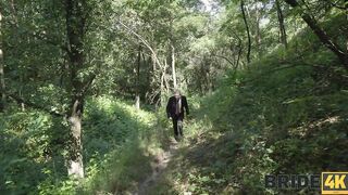 Cheating black bride gets creampie at the forest