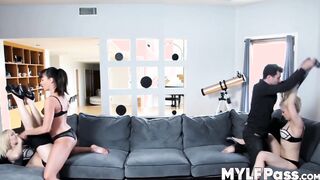 Beautiful babe Ash Hollywood fucks both of her lovers