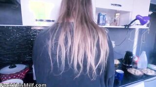 Stepmom pretends not to notice stepson's harassment but in the end lets fuck pussy an