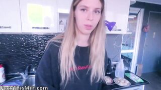 Stepmom pretends not to notice stepson's harassment but in the end lets fuck pussy an