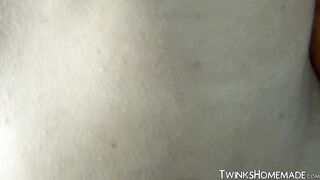 Horny twink rides boyfriend until bareback creampie
